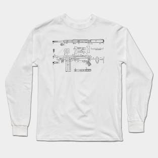 MP40 Submachine Gun Diagram (black) Long Sleeve T-Shirt